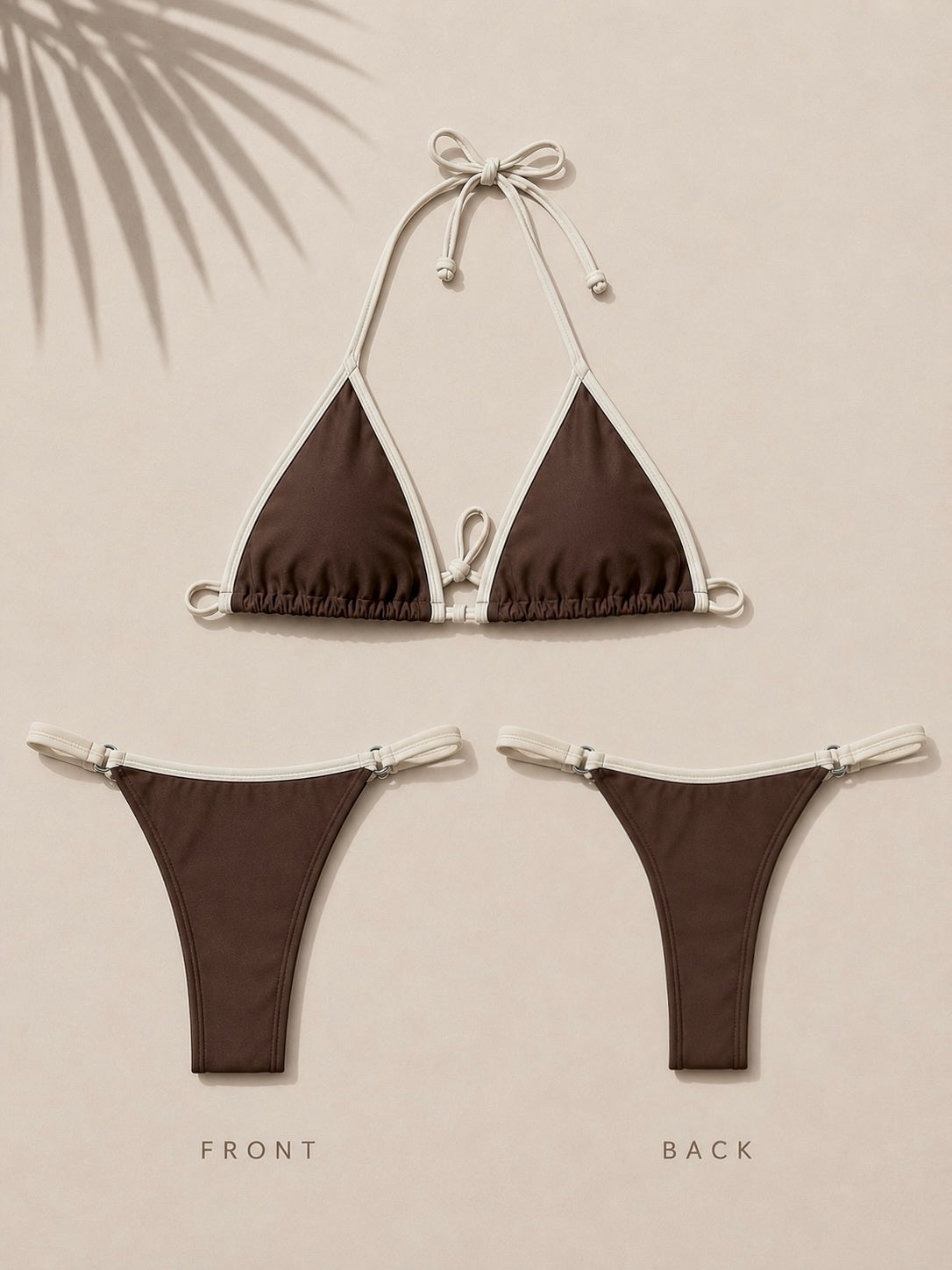 Brown & White Fita Bikini