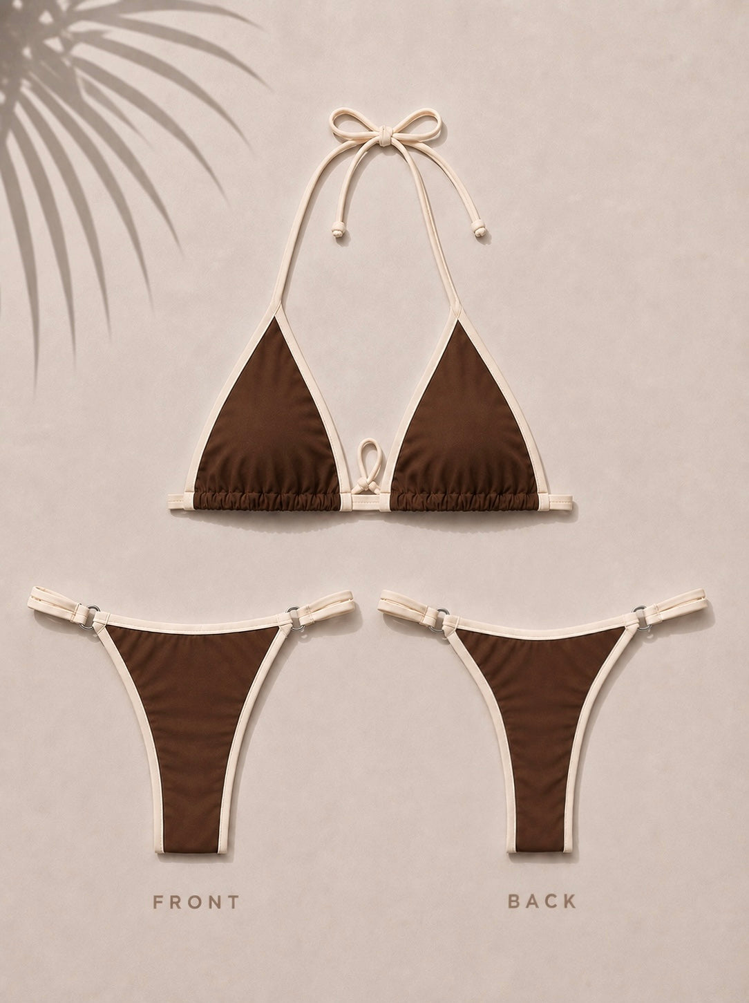 Light Brown & White Fita Bikini