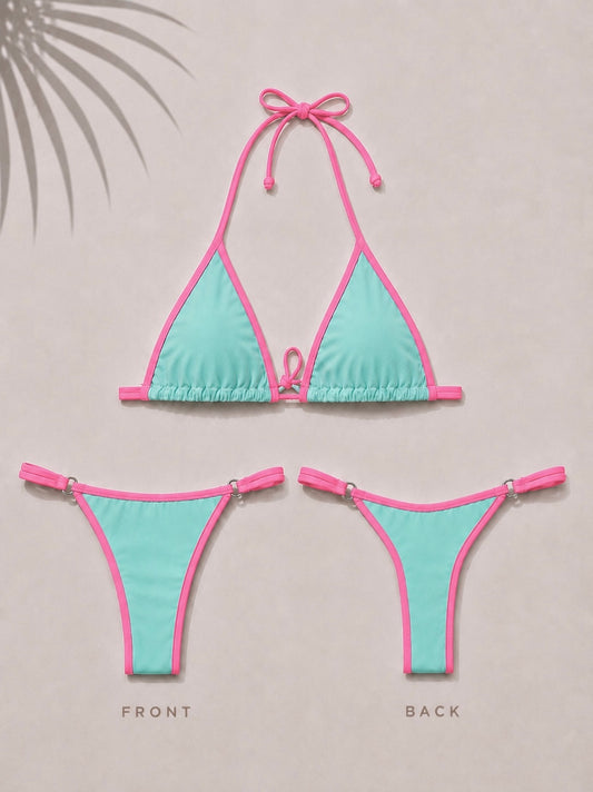 Green & Pink Fita Bikini